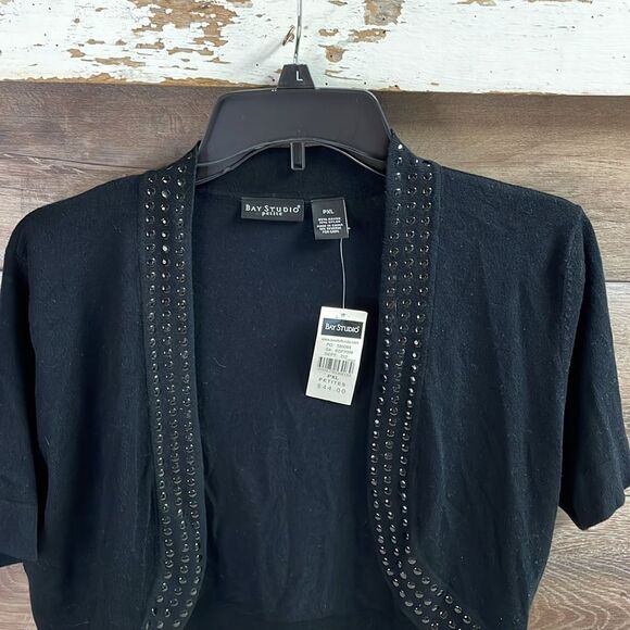 Bay Studios Petite Ladies Cardigan Shrug Sweater PXL Black NWT Old Stock - Picture 4 of 6
